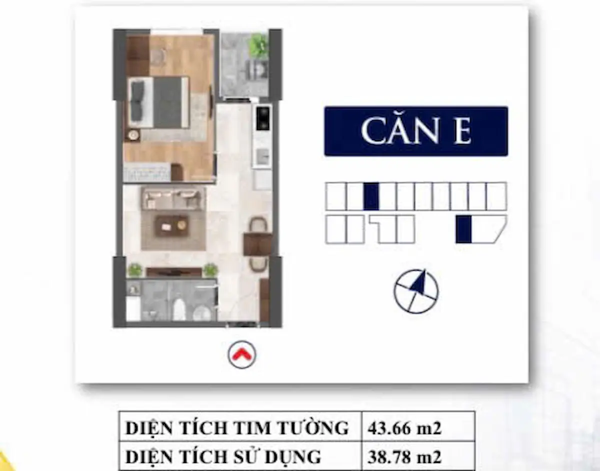 Mặt bằng 1PN Bcons Avenue