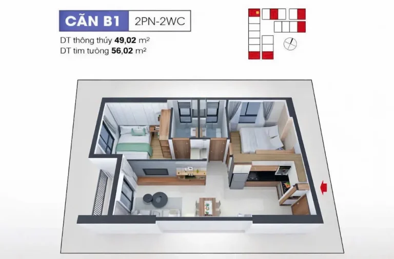 Giá Bcons Sala 2 phòng ngủ 2026: từ 1,55 tỷ/căn 43m² đến 1,89 tỷ/căn 62m². Phân tích chi tiết từng loại diện tích, chính sách vay 70% và bài toán tài chính thực tế.
