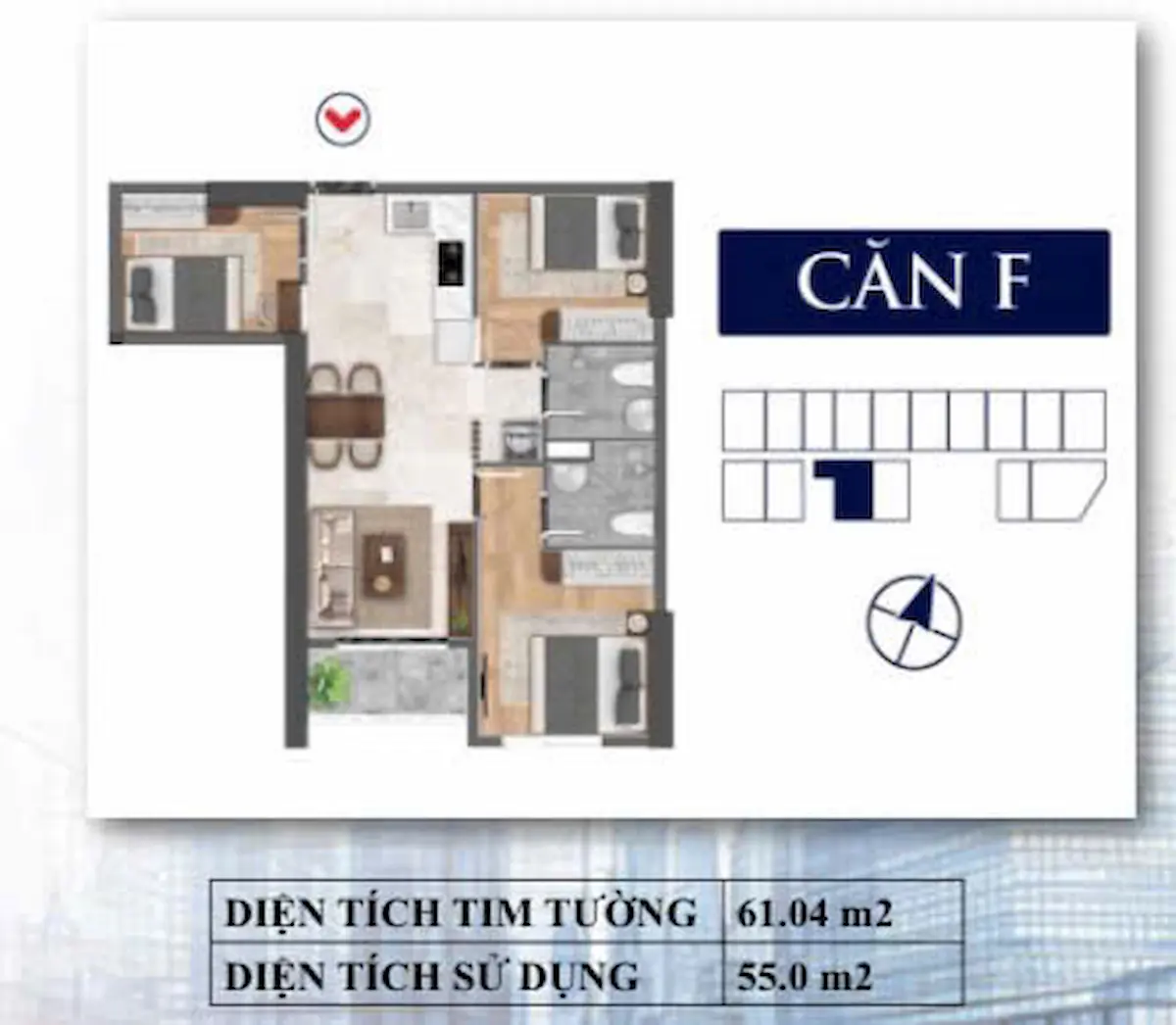 Mặt bằng 3PN Bcons Avenue