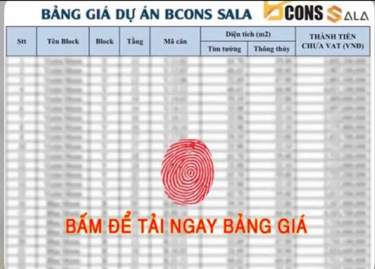 Giá Bcons Sala tháng 4/2026 cập nhật từng căn: 2PN 51m² từ 1,67 tỷ, sổ hồng đã cấp. Phân tích tác động Vành đai 3 thông xe tháng 6/2026 và dự báo xu hướng.