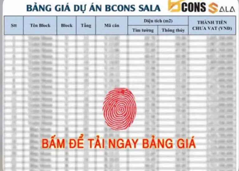 Cập nhật giá Bcons Sala theo m2 tháng 4/2026: dao động 33,7 – 38,7 triệu/m², sổ hồng đã trao, Vành đai 3 sắp thông xe. Phân tích chi tiết từng diện tích.