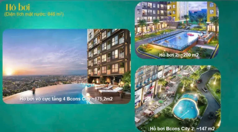 Bcons City có hồ bơi không? Khám phá tiện ích “resort” giữa lòng Dĩ An