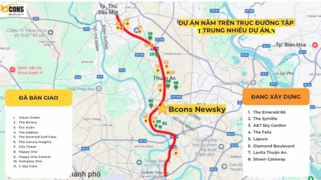 Mặt bằng giá Bcons New Sky