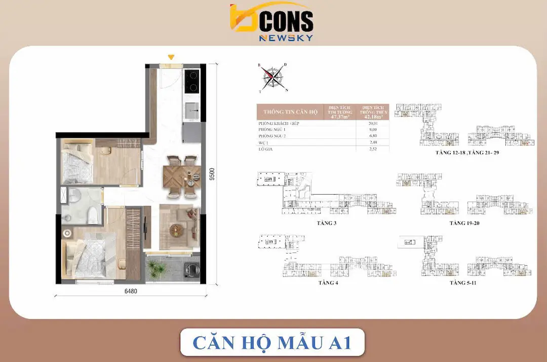 Thiết kế căn hộ 47m2