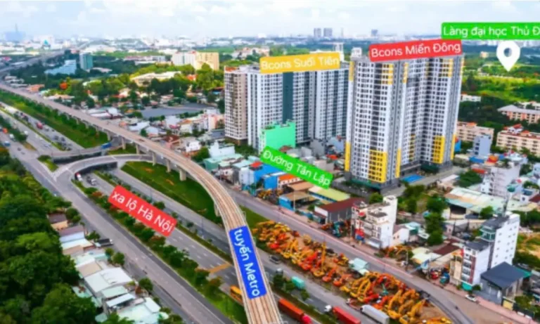 Bcons Suối Tiên gần metro không? Khảo sát thực tế khoảng cách từ số 45 Tân Lập, Dĩ An đến ga Metro Bến Thành – Suối Tiên