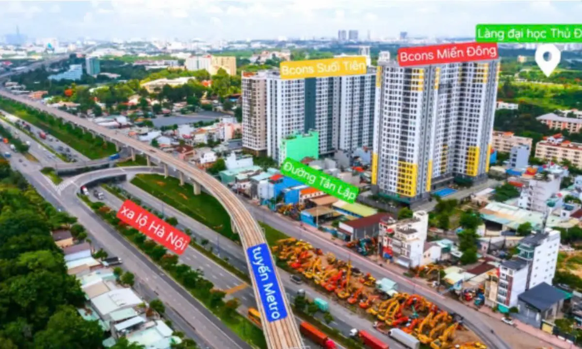 Khoảng cách Bcons Suối Tiên Metro