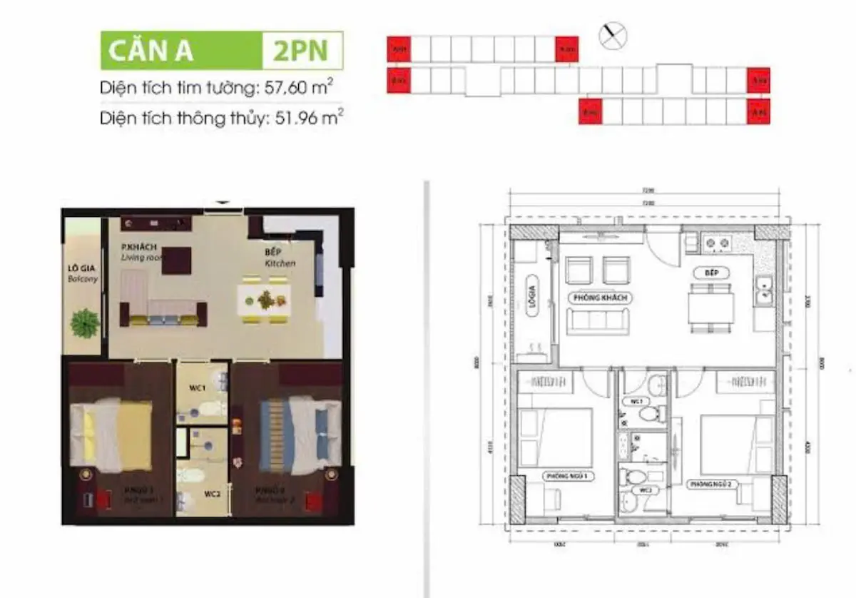 Layout 2PN Bcons Suối Tiên