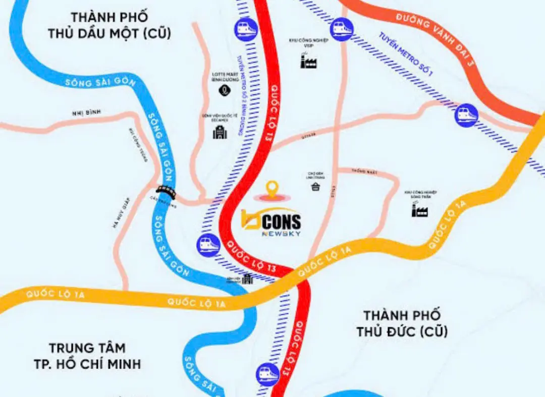 Lưu ý vị trí Bcons New Sky