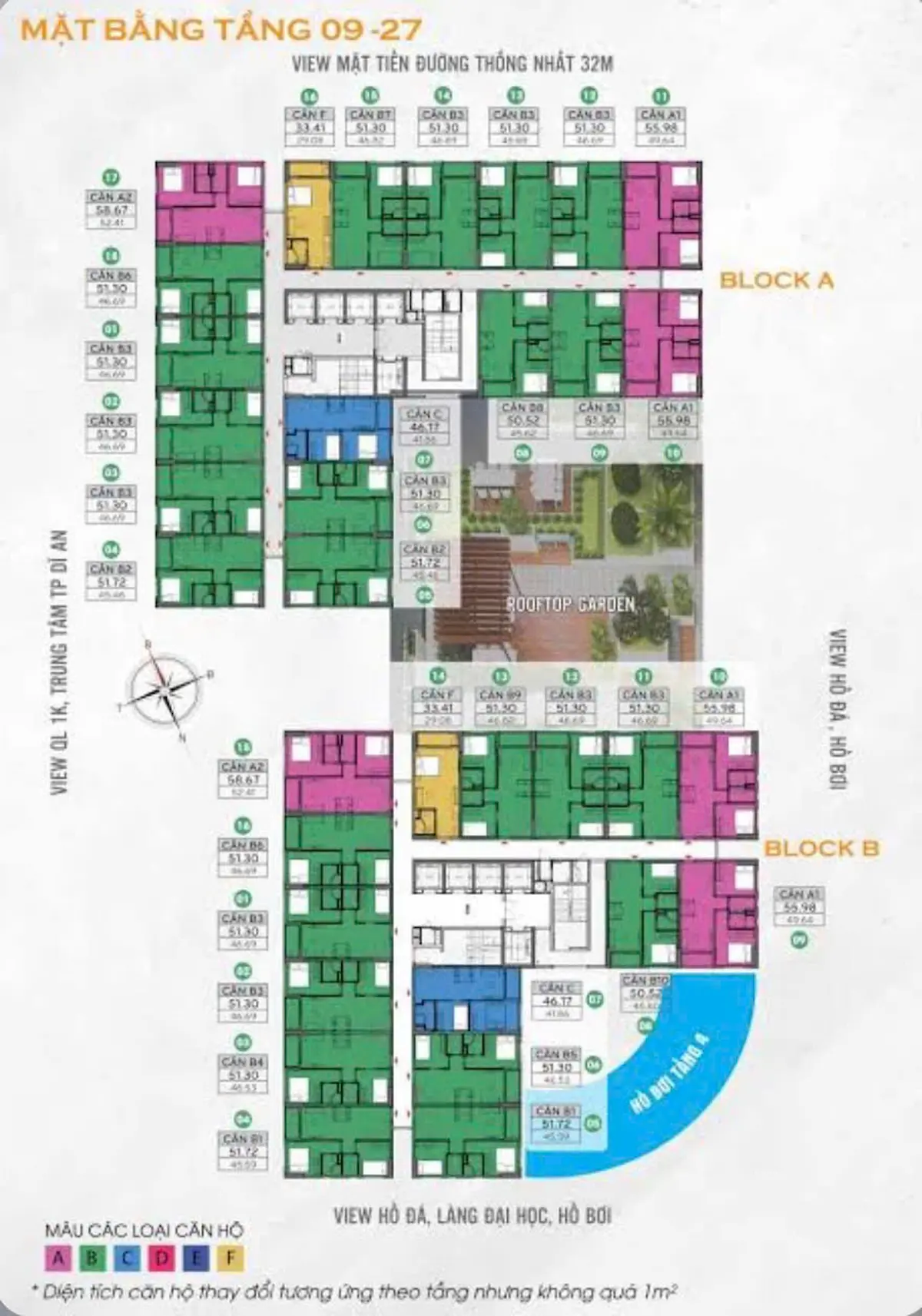 Mặt bằng tháp Trung tâm Bcons City