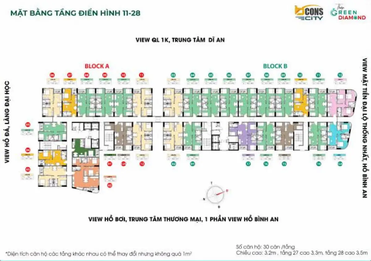 Mặt bằng tháp Green Diamond