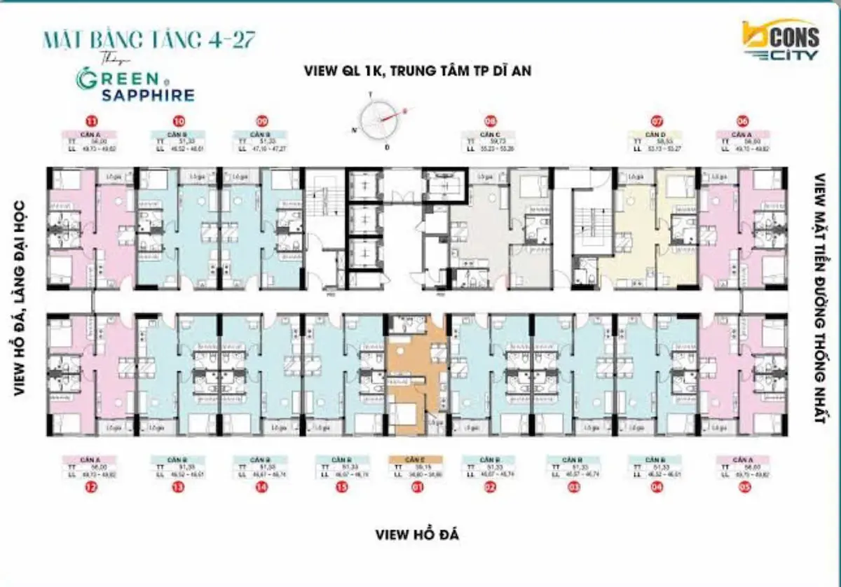 Mặt bằng tháp Green Sapphire