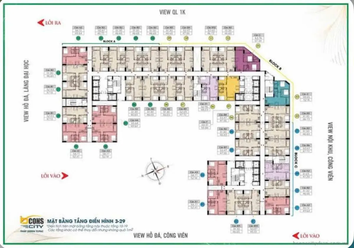 Mặt bằng tháp Green Topaz