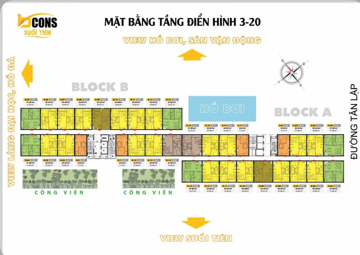 Mặt bằng Bcons Suối Tiên