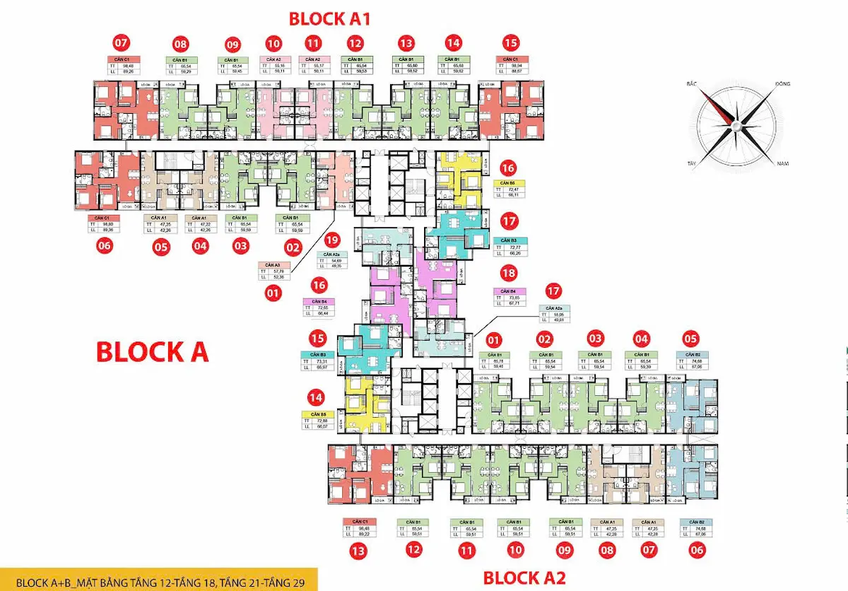 Mặt bằng Block A Bcons New Sky