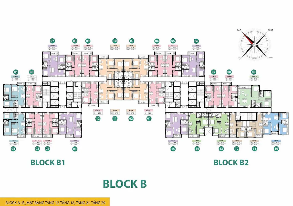 Mặt bằng Block B Bcons New Sky