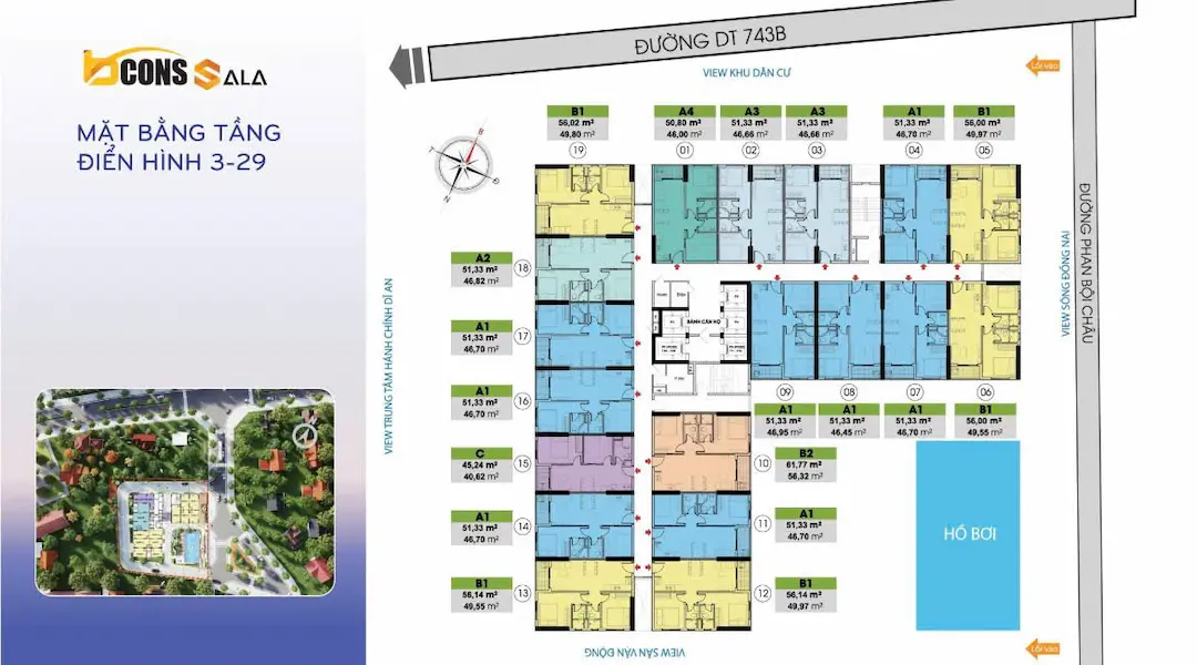 Mặt bằng điển hình Bcons Sala