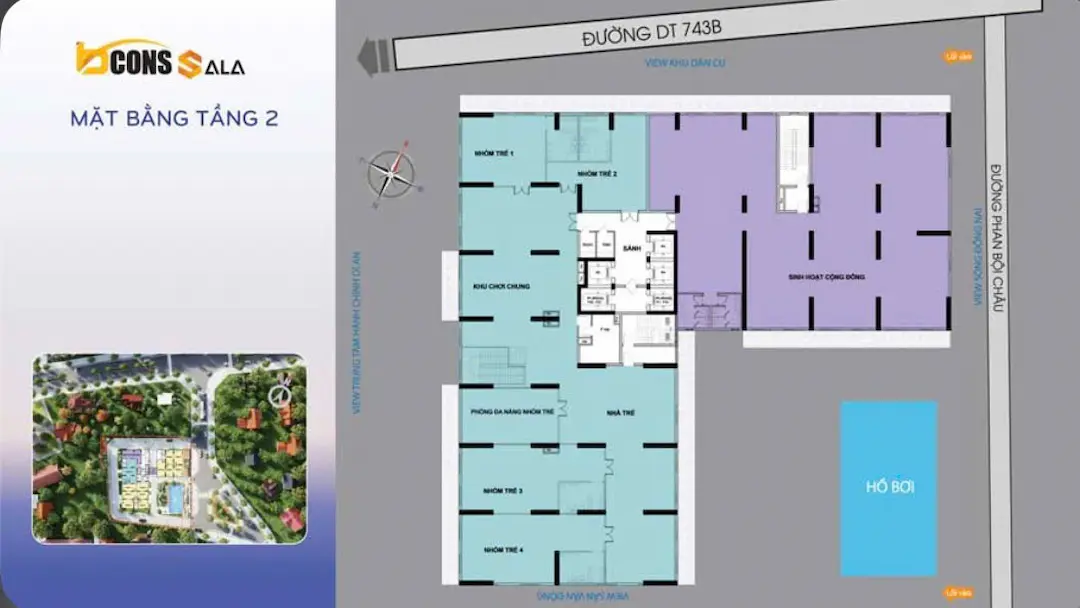 Mặt bằng tầng 2 Bcons Sala