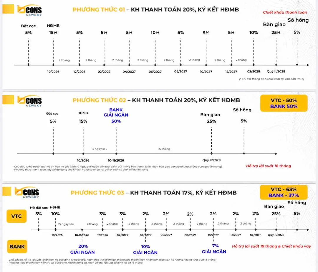 Tiến độ thanh toán Bcons New Sky