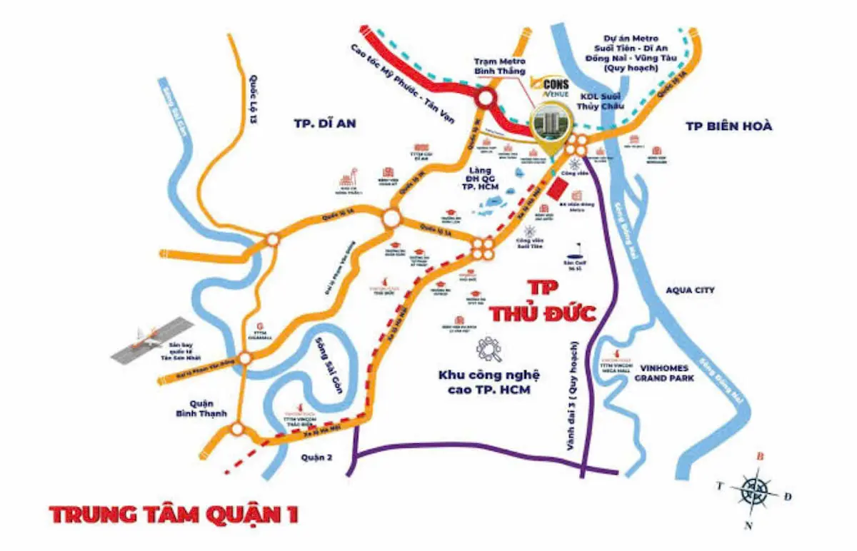 Vị trí Bcons Avenue