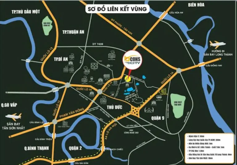 Vị trí Bcons City tọa lạc tại mặt tiền đường Thống Nhất 32m, phường Đông Hòa, TP Dĩ An, Bình Dương – cửa ngõ kết nối TP.HCM, Đồng Nai, Bình Dương
