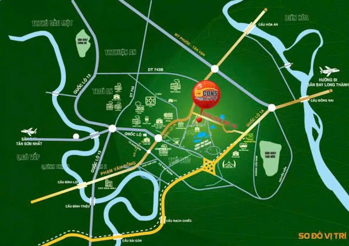 Vị trí Bcons City Thống Nhất