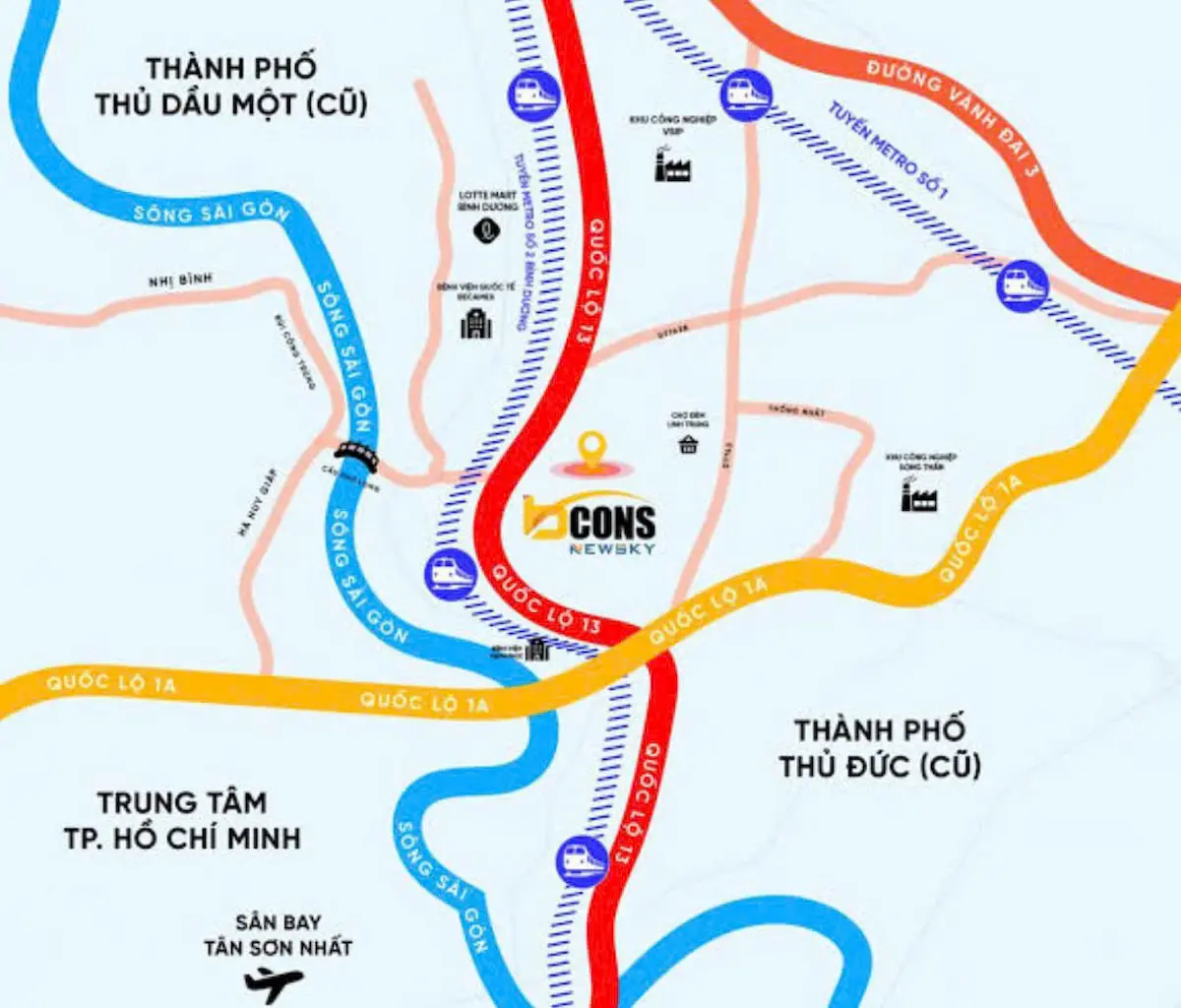 Vị trí chi tiết Bcons New Sky