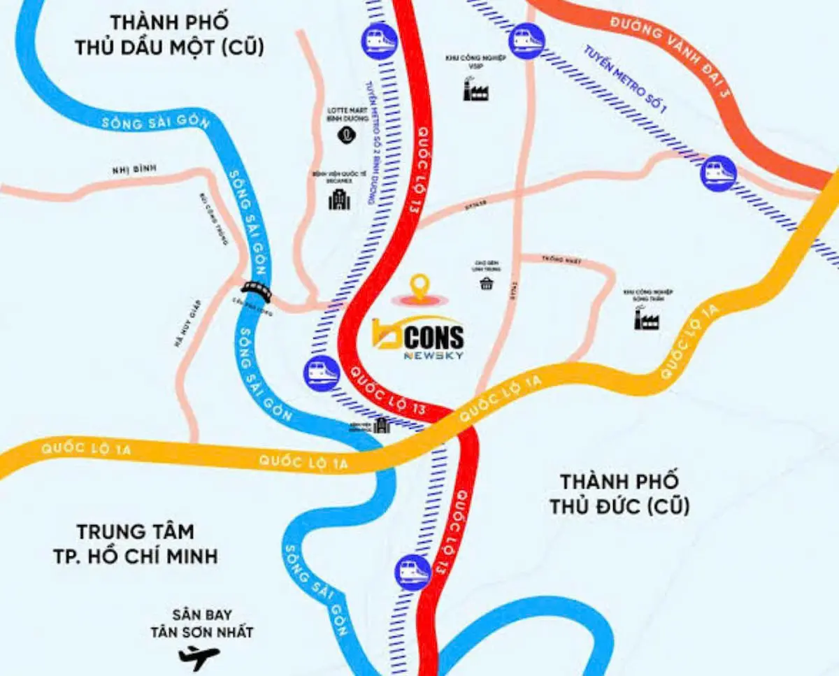 Vị trí Bcons New Sky kết nối giao thông