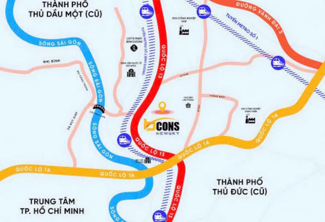 Vị trí dự án Bcons New Sky