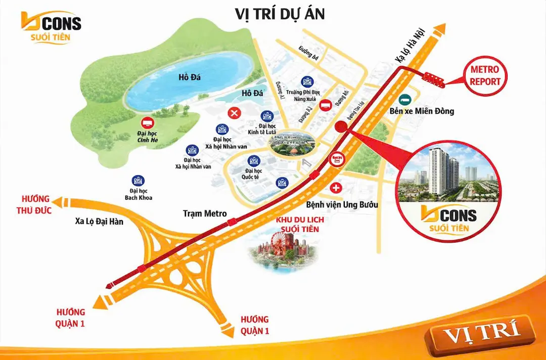 Vị trí lân cận Bcons Suối Tiên