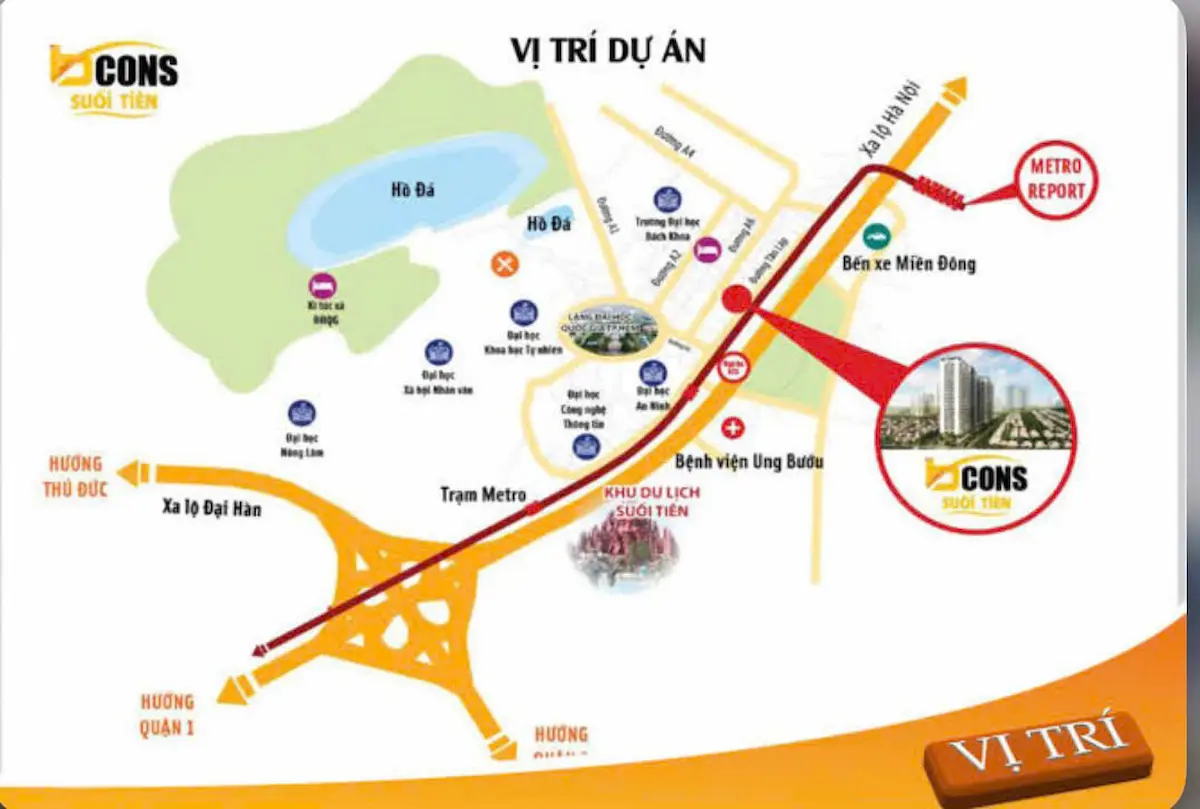 Vị trí Bcons Suối Tiên