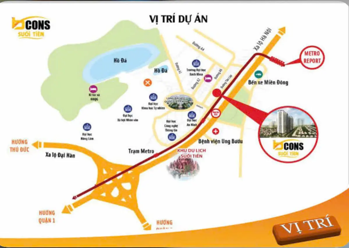 Vị trí Bcons Suối Tiên ga Metro