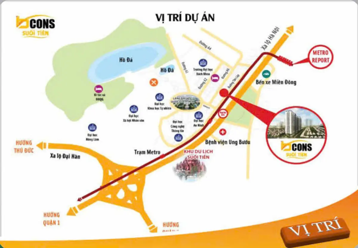 Vị trí so sánh Bcons Suối Tiên