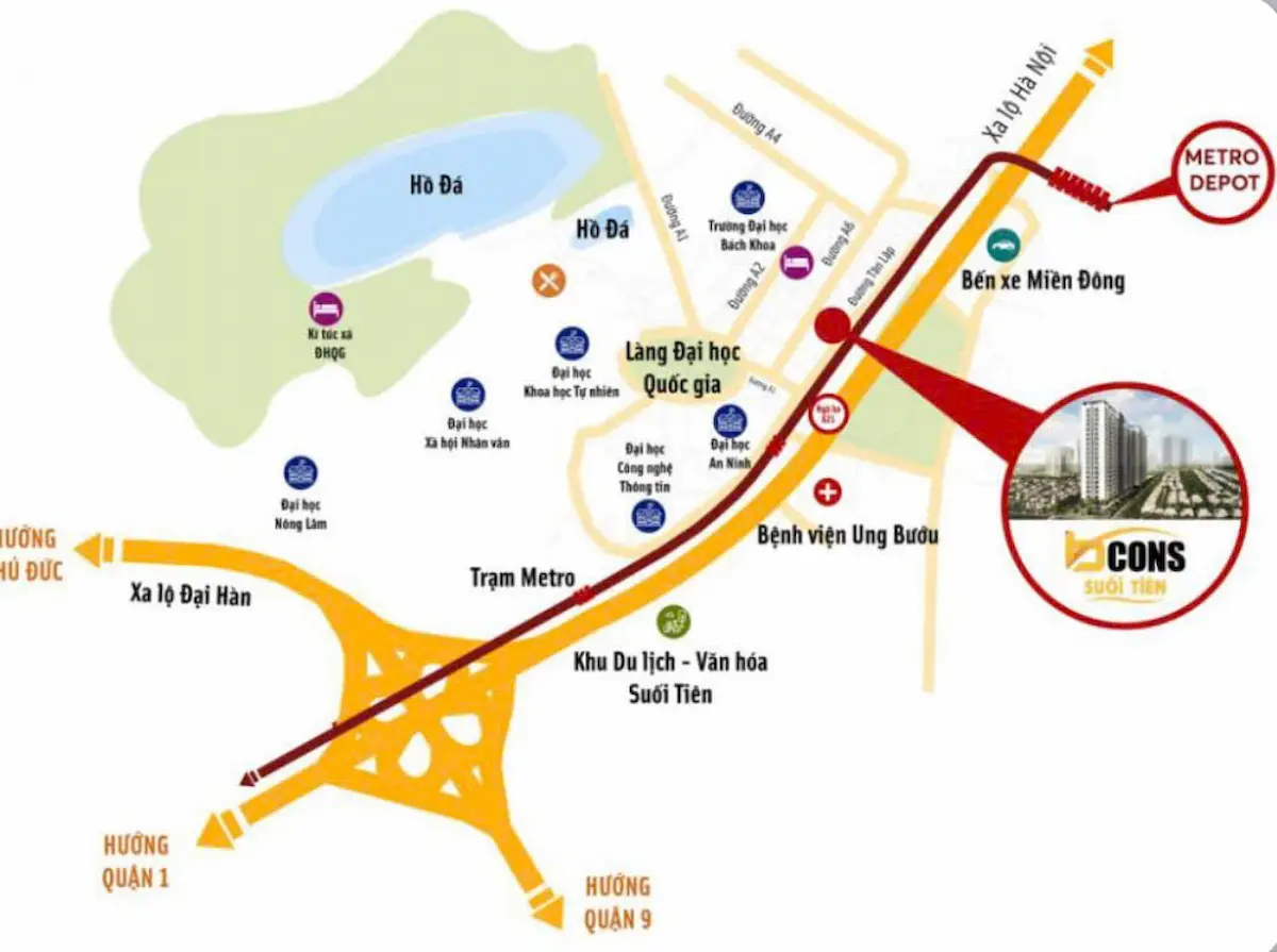 Vị trí Bcons Suối Tiên