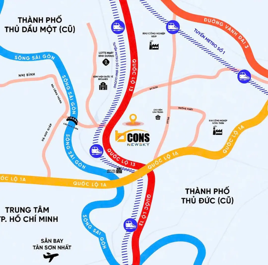 Vị trí chung cư Bcons New Sky
