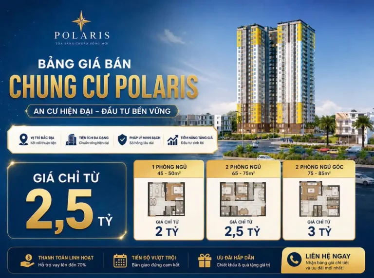 Giá bán Bcons Polaris 2026: Cập nhật bảng giá mới nhất, so sánh cạnh tranh, chính sách thanh toán & tiềm năng tăng giá. Đánh giá thực tế từ chuyên gia BĐS!