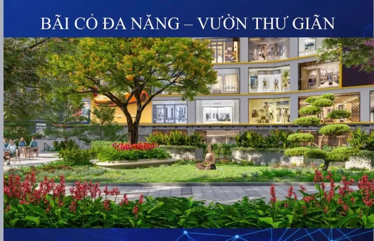 Không gian sống xanh tại Bcons Center City: Công viên trị liệu 8.000m², mật độ 37%, thiết kế đa giác quan giảm stress. Vị trí vàng đường Thống Nhất & D11, Đông Hòa, Dĩ An