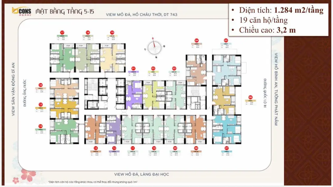 Mặt bằng tầng 5-15