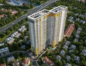 Review bcons polygon, Phối cảnh tổng thể 2 block căn hộ cao 29 tầng bcons Polygon Dĩ An Bình Dương, quy mô 764 căn hộ