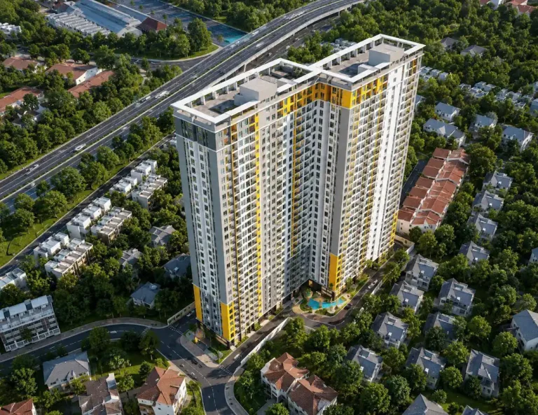 Review bcons polygon, Phối cảnh tổng thể 2 block căn hộ cao 29 tầng bcons Polygon Dĩ An Bình Dương, quy mô 764 căn hộ