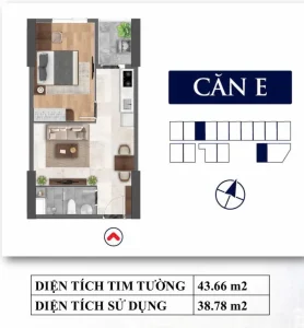 Thiết kế nội thất căn hộ 1PN Bcons Avenue hiện đại, tối ưu công năng, khu vực bếp, phòng ngủ và ban công thoáng mát.