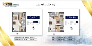Thiết kế tổng quan căn hộ 2PN Bcons Avenue tối ưu diện tích, phòng khách, bếp và phòng ngủ liên thông tạo không gian sống thoáng đãng.
