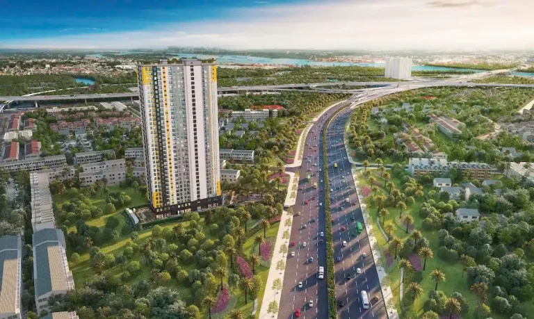 Tổng quan Bcons Avenue có trung tâm thương mại và shophouse, đáp ứng nhu cầu mua sắm.