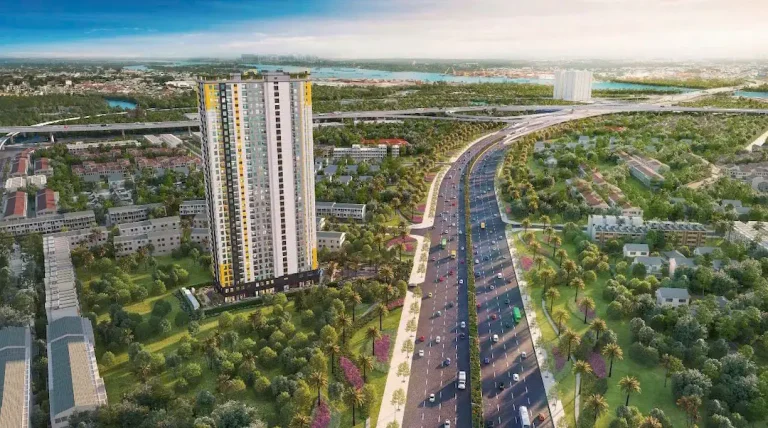 Tổng quan căn hộ Bcons Avenue Dĩ An Bình Dương giá rẻ view toàn cảnh dự án.