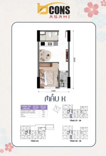 Tổng quan giá 1PN Bcons Asahi, diện tích 35-39m2, giá chỉ từ 1.5 tỷ đồng, phù hợp người độc thân.