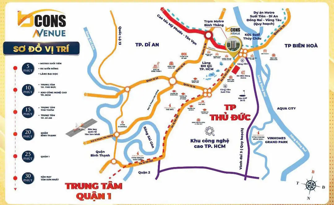Vị trí Bcons Avenue Xa Lộ Hà Nội