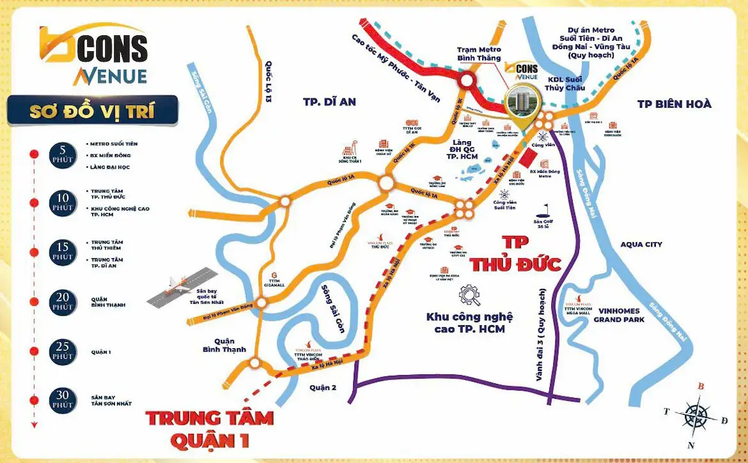 Vị trí căn góc Bcons Avenue