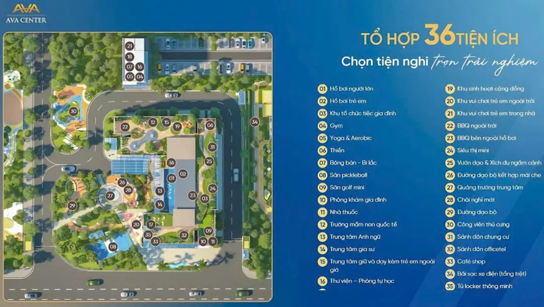 Căn Hộ AVA Center – Touchable Home Ngã Tư Hoà Lân 2026 3 Tiện ích nội khu AVA Center