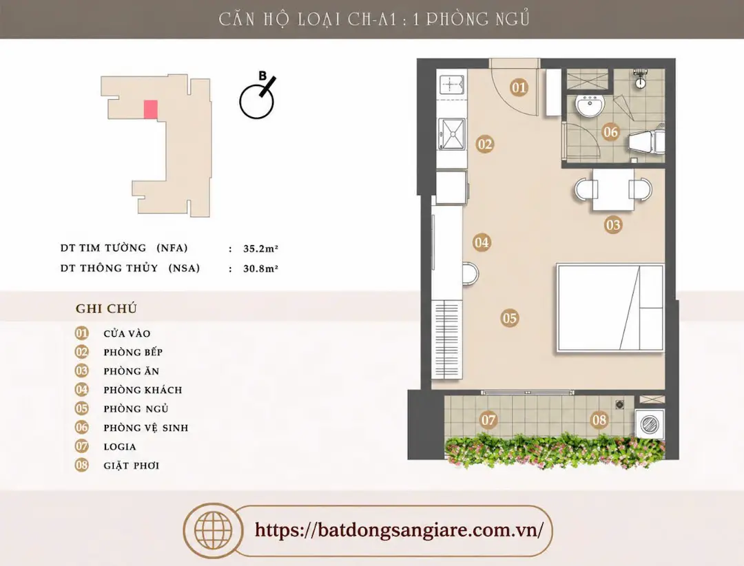 Căn Hộ AVA Center – Touchable Home Ngã Tư Hoà Lân 2026 8 Thiết kế căn hộ 1PN AVA Center