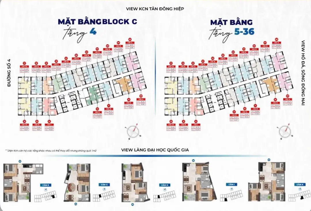 Mặt bằng diện tích block C