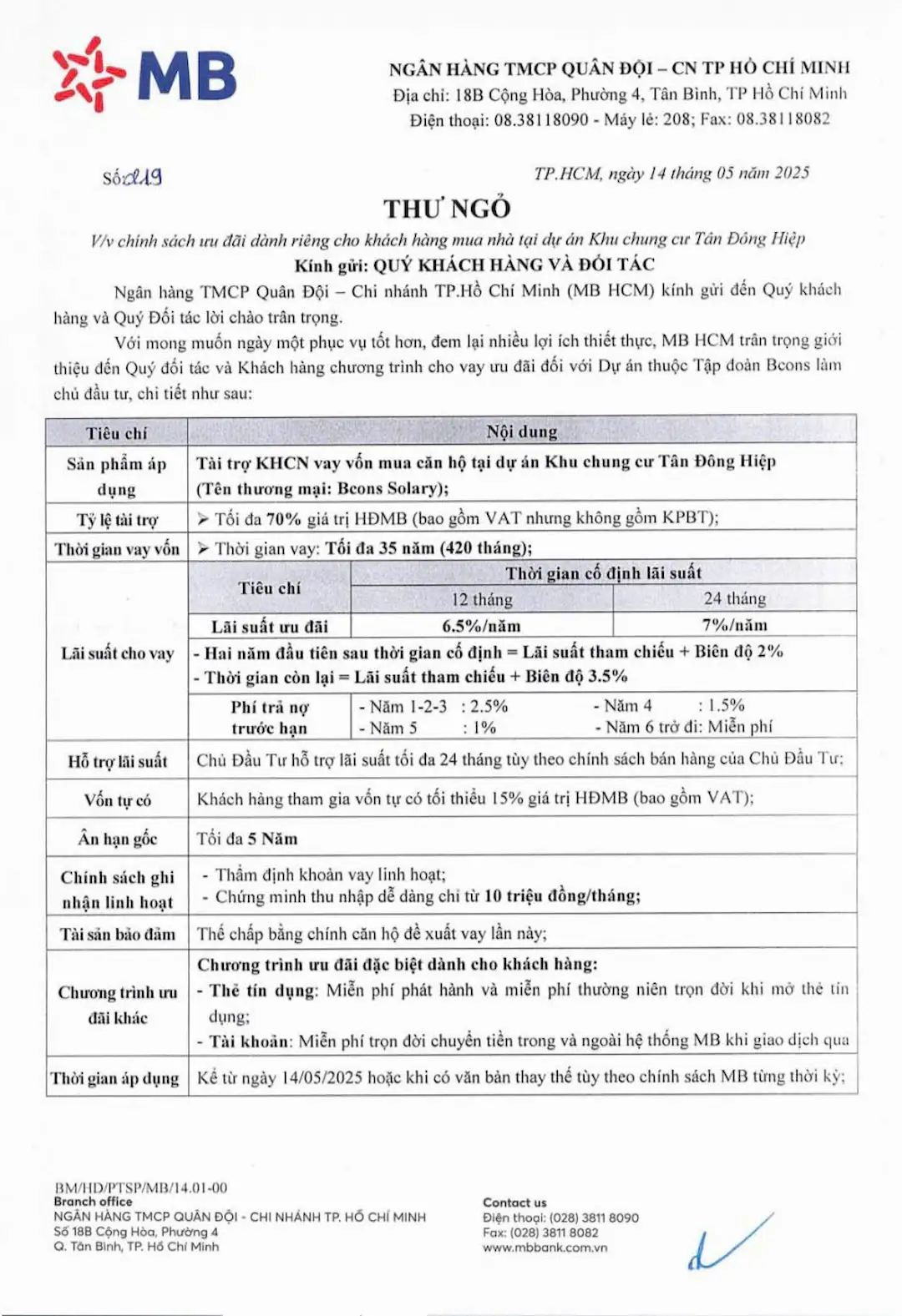Ngân hàng MB Bank bảo lãnh dự án